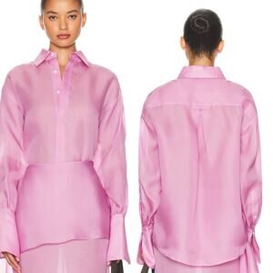 HELSA The Silk Gazar Shirt Blouse in Pink Sz L